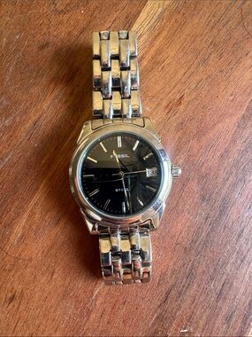Fossil Silver Watch with Black Dial
